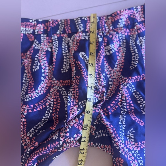 J. Crew Collection 100% Silk Dress Pants Coral Navy Floral Abstract Print Sz 2 - Picture 10 of 15